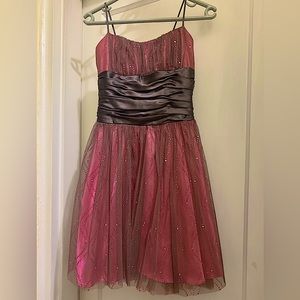Camille La Vie Pink & Brown short formal/prom dress